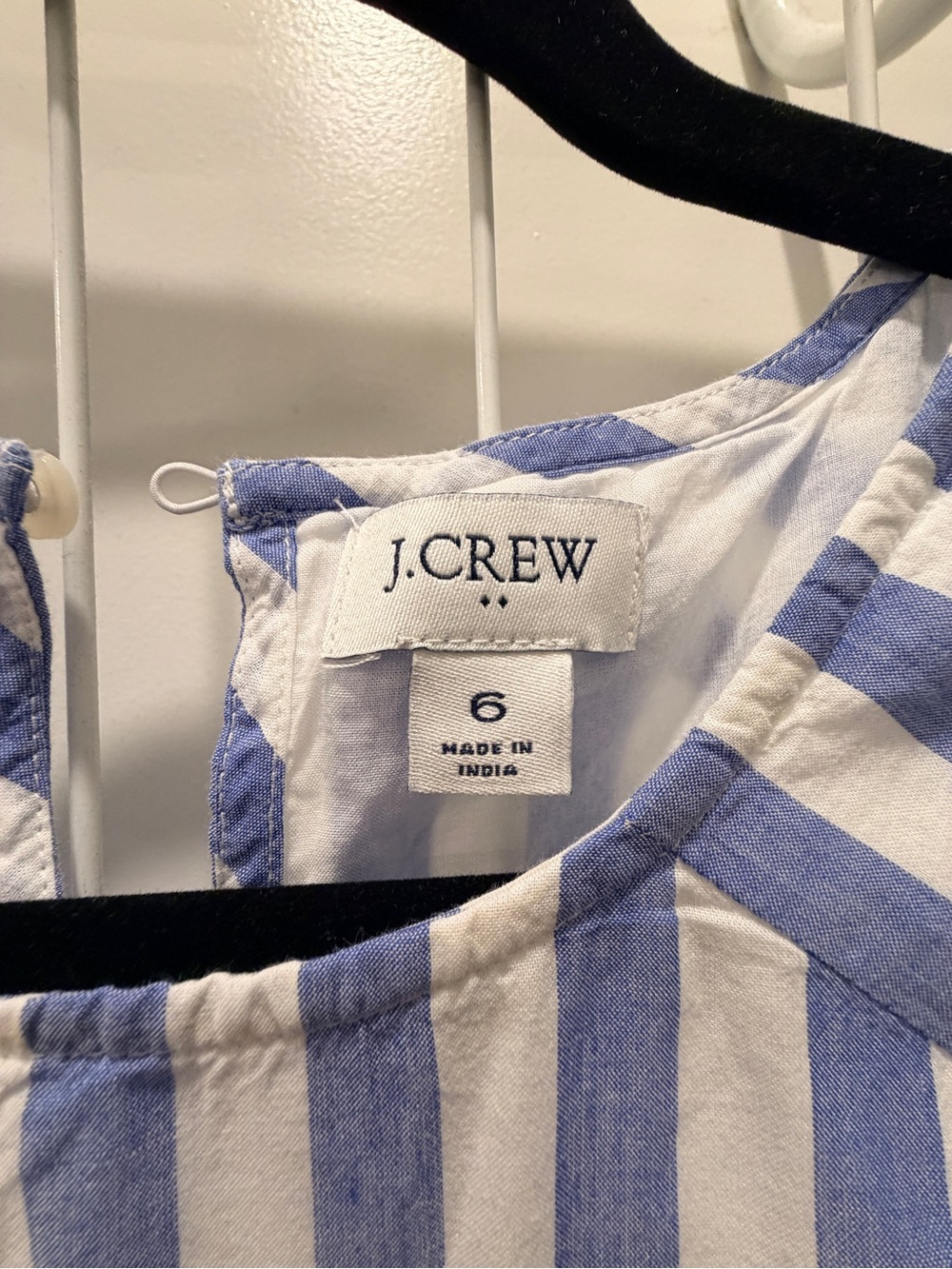 Women’s J Crew Blue and White Striped Sundress with Tie Waist - Picture 4 of 4